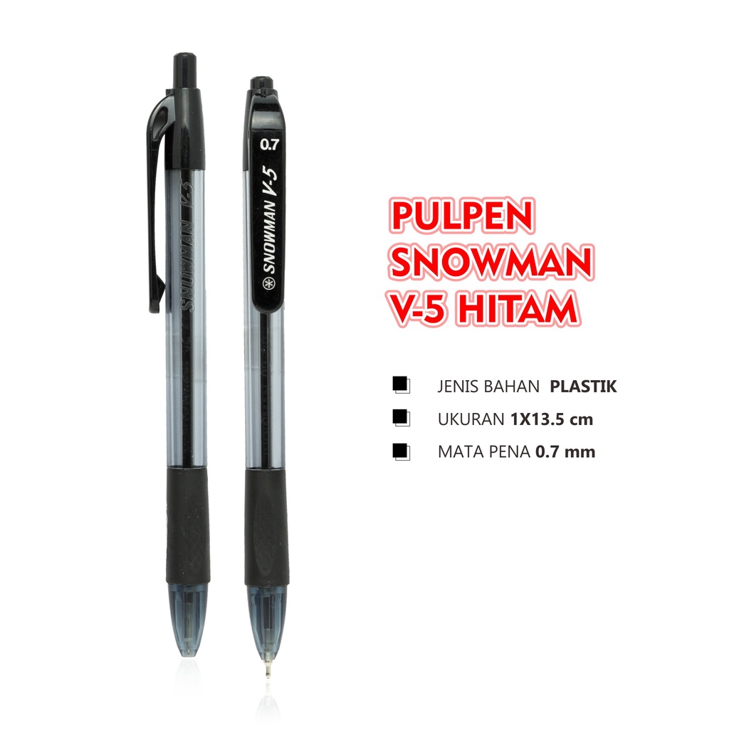 

Pulpen Snowman V5 Hitam Fine Point 0.7mm