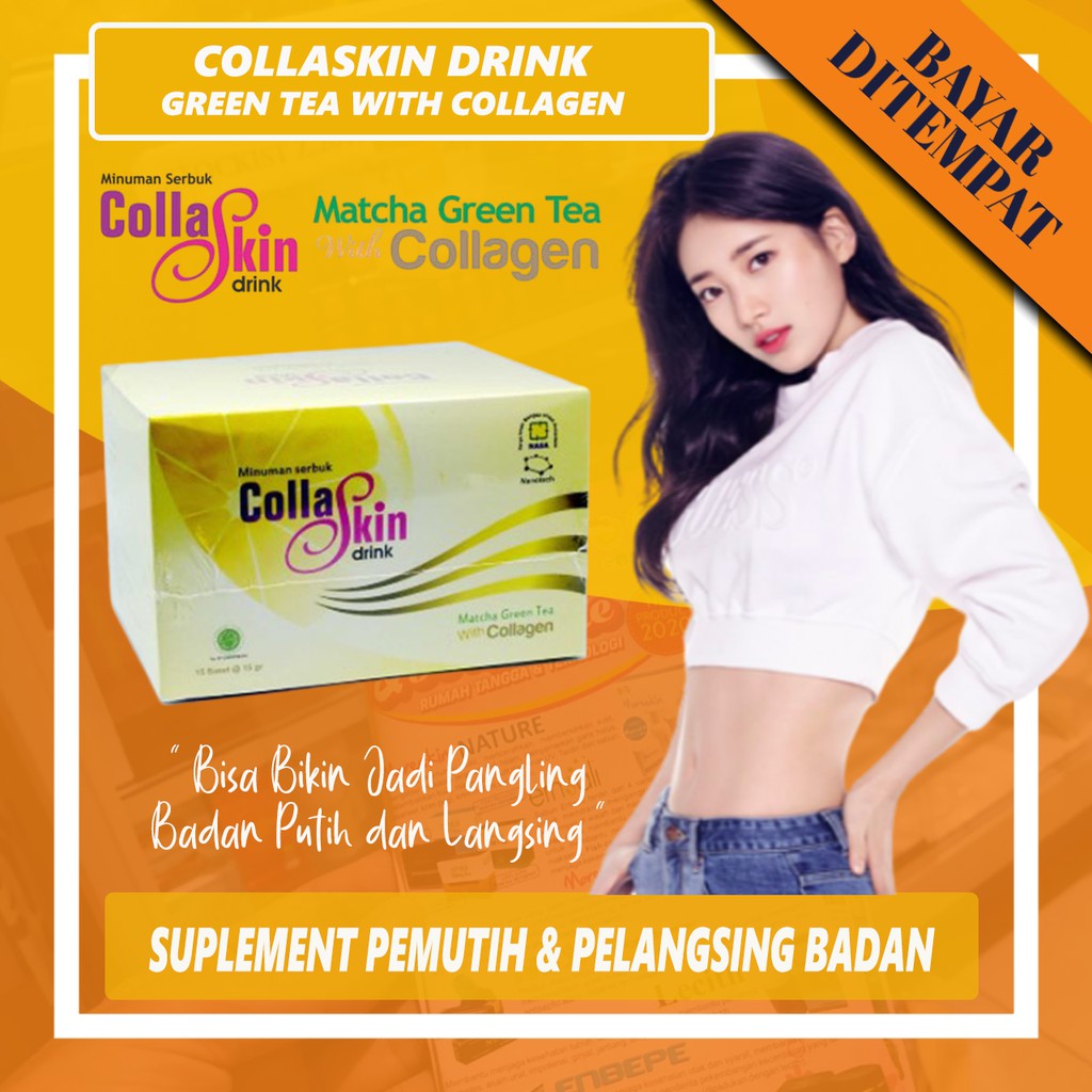 COLLASKIN COLLAGEN DRINK MATCHA  Minuman Colagen Suplemen Kecantikan Pemutih Badan Permanen BPOM