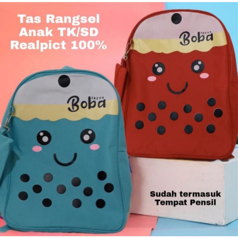 Tas Ransel Sekolah Anak Perempuan TK SD Karakter Boba Bubble Drink Murah/TAS ANAK SEKOLAH PEREMPUAN/TAS ANAK SEKOLAH TK