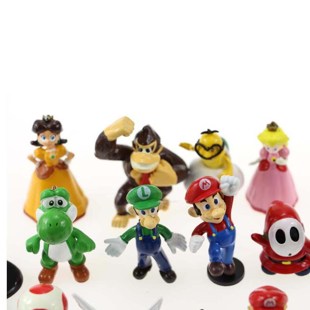 Lanfy Action Figurine Lucu 18pcs/set Koleksi Model Jamur Hiasan Rumah Model Anime Super Mario Bros.