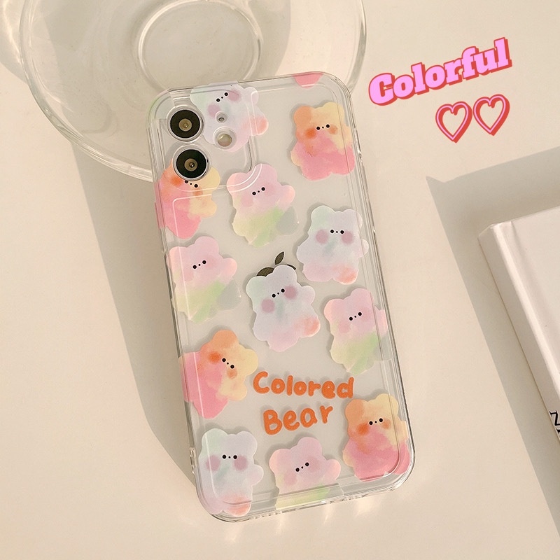 Soft Case TPU Transparan Motif Beruang Lucu Untuk Iphone 7 8 PLUS X XR XS 11 12 13 MINI PRO MAX SE 2020