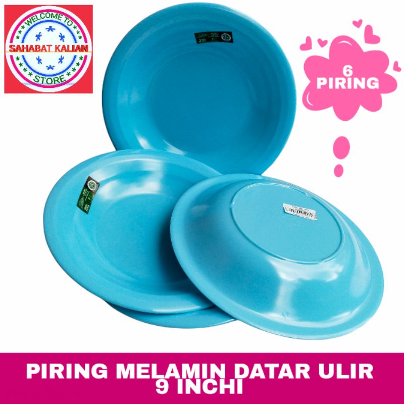 (6 Piring) Piring Melamin Golden Flying Fish P0901 Ukuran 9 Inch