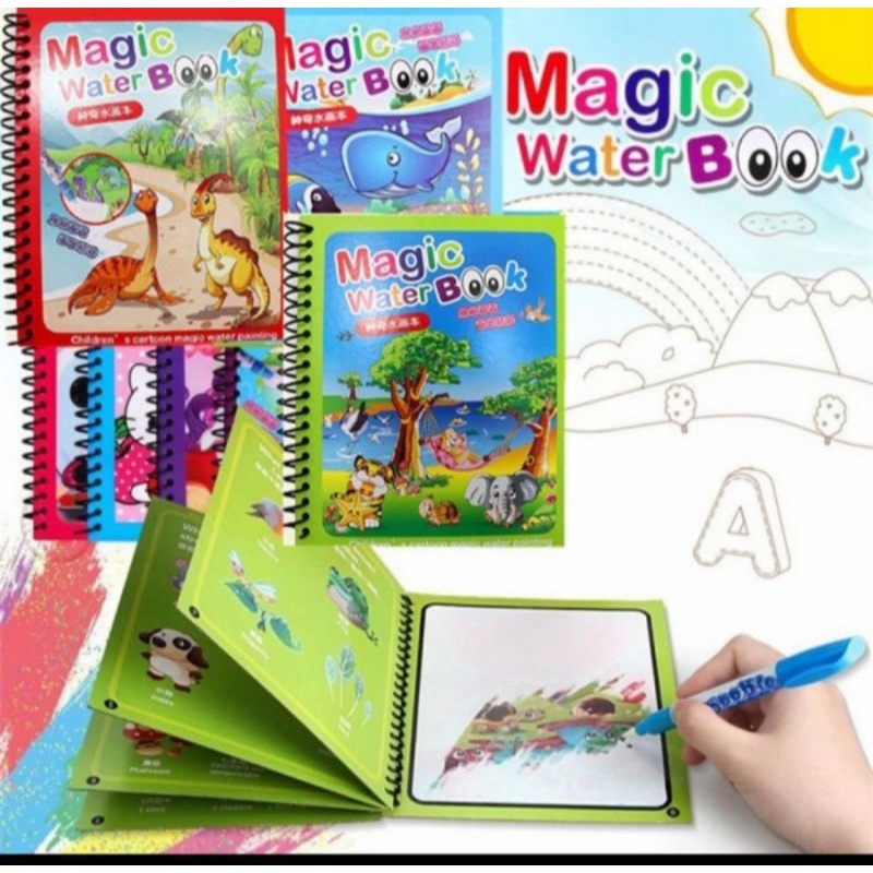 

Magic Water Book Buku Gambar Air Ajaib Mainan Edukasi Anak Pulpen Baby