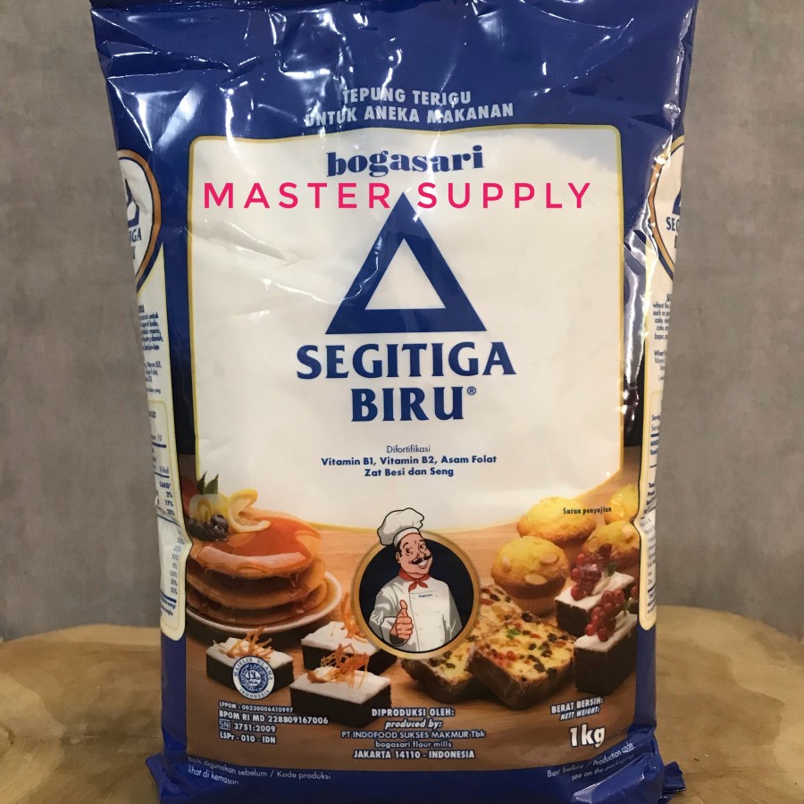 

BOGASARI TERIGU SEGITIGA BIRU PREMIUM 1 KG / TEPUNG PROTEIN SEDANG