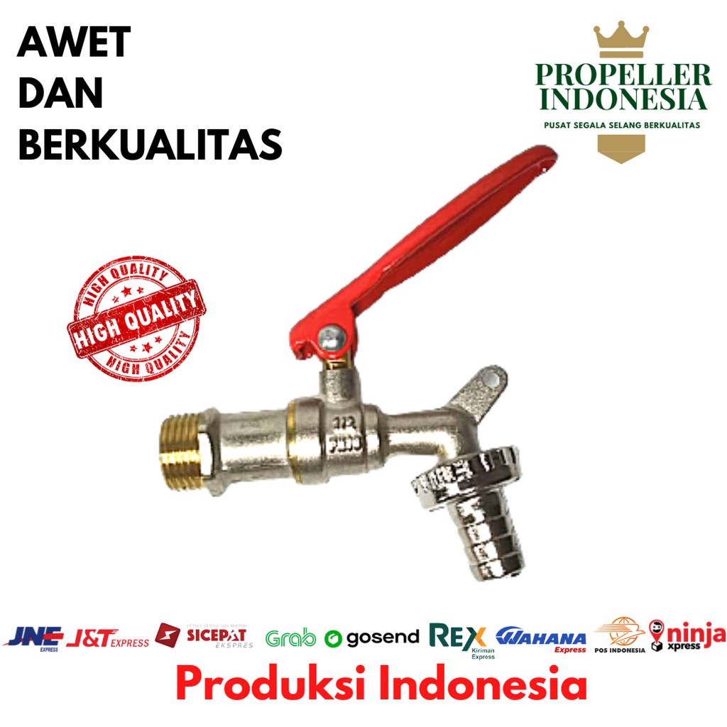 Keran Air Kuningan Kran Air Drat Fleksibel Tembok 1/2Inch Bisa Dikunci