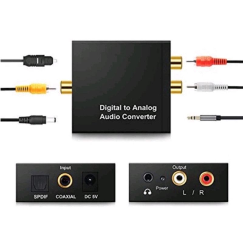 Digital to Analog Audio Converter Toslink Optical Coaxial to RCA untuk LED TV  Bluray