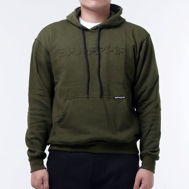 Barazha Hoodie Polos Unisex Cotton Fleece Embossed Army