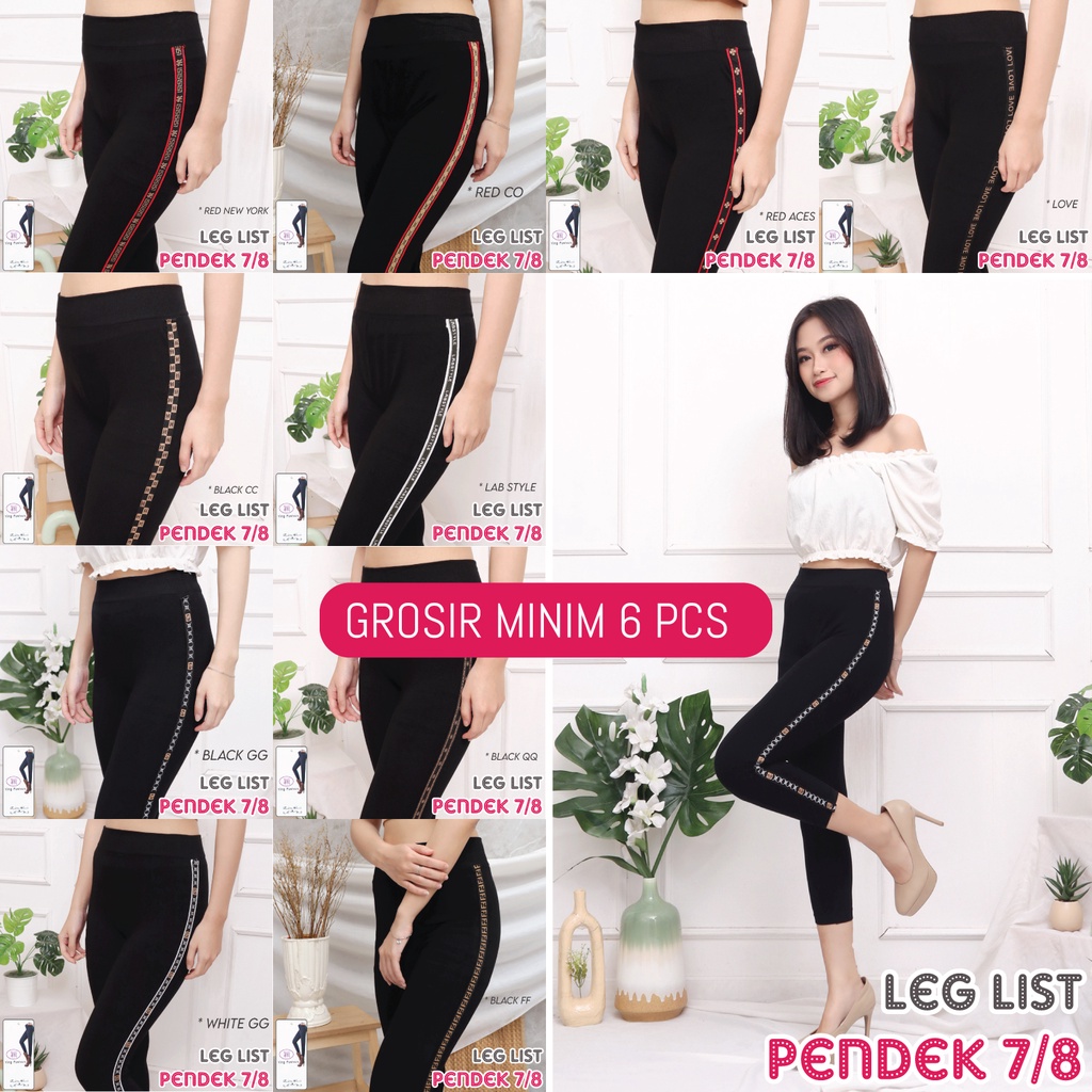 [Grosir Minim 6 pcs ] Legging List Lis Pendek / Legging import fashion wanita / legging import wanita / legging fashion wanita