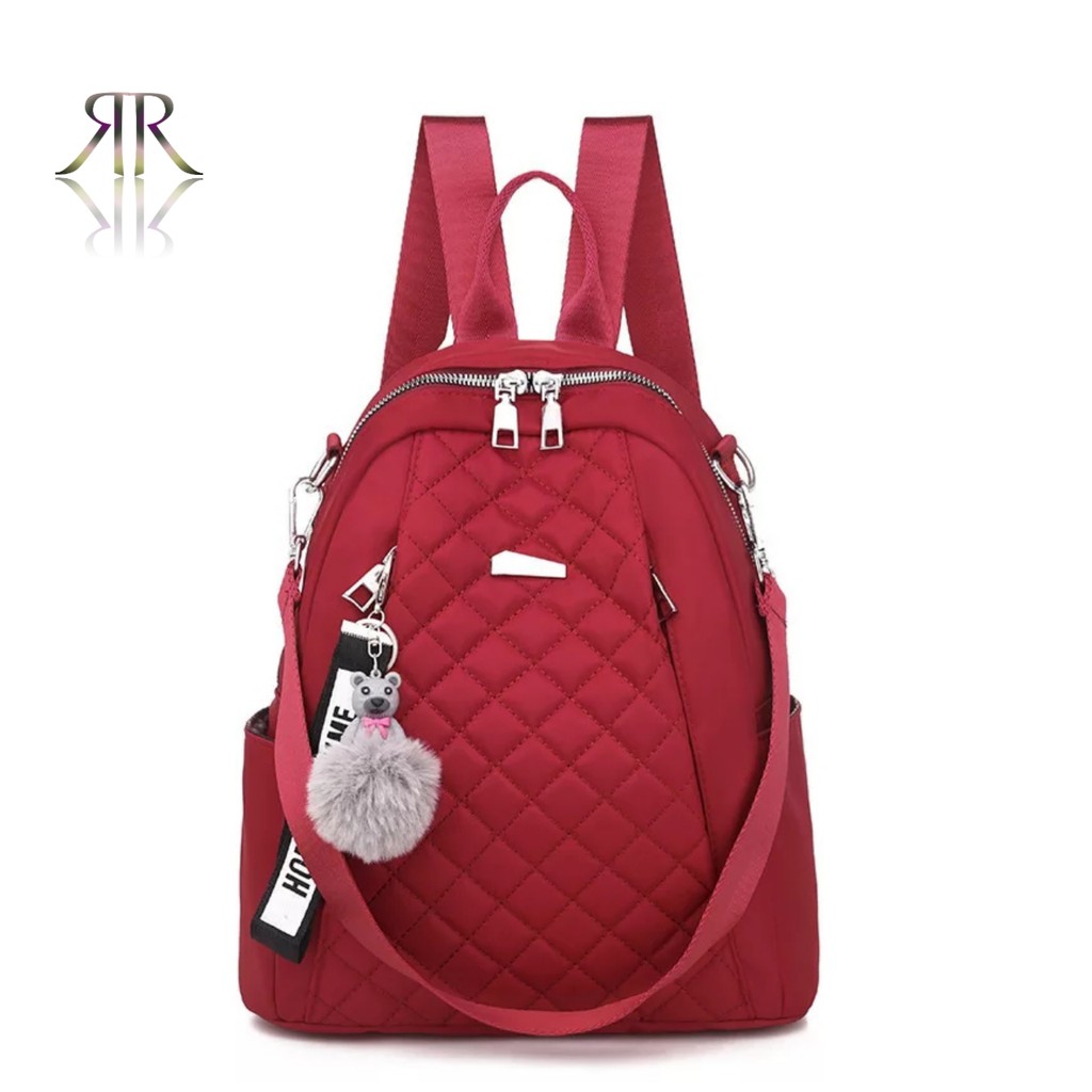 Tas Multifungsi wanita Ransel Wanita Backpack Stylish Nilon Glossy Free Gantungan Handmade Bandung