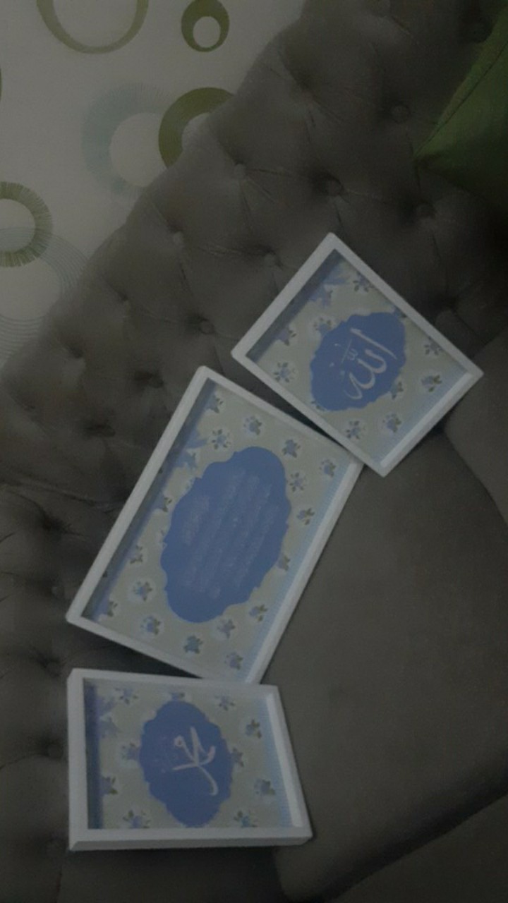 Hiasan Dinding Kaligrafi Set Ayat Kursi Dan Allah Muhammad Shabby Chic Vintage