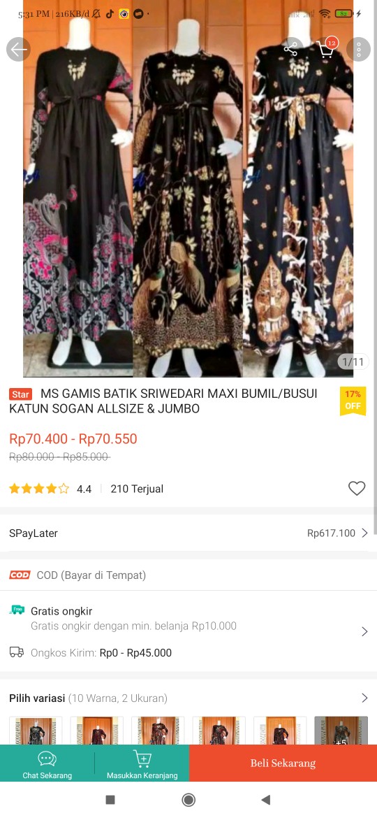 Ms Gamis Batik Sriwedari Maxi Bumil/busui Katun Sogan Allsize & Jumbo