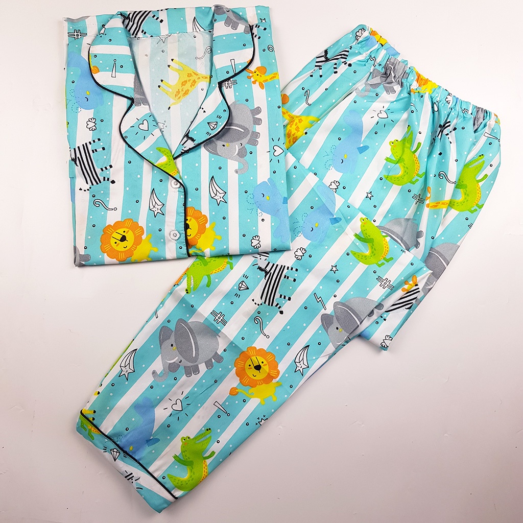 Baju Tidur Piyama Wanita Dewasa Setelan CP Motif Trendy-CPL LION STRIP TOSCA