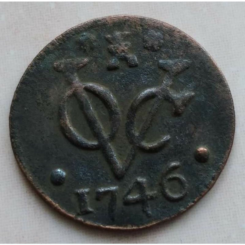 Koin Kuno VOC 1 Doit 1746 Zeeland - Sangat Bagus - Error
