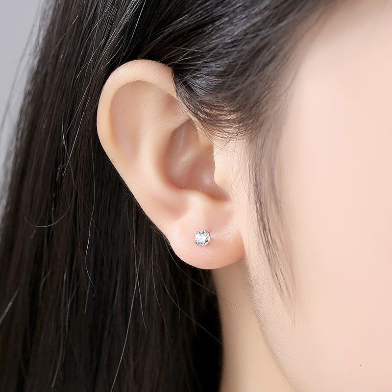 Tersedia 1 Pasang 925 Jarum Perak Enam Cakar Anting-Anting Zirkon Hypoallergenic Telinga Tulang Kuku-4mm