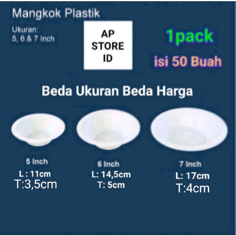 isi 50pcs Mangkok Plastik  M,5,M6 &amp; M7 / Mangkok Pesta Murah Sekali Pakai