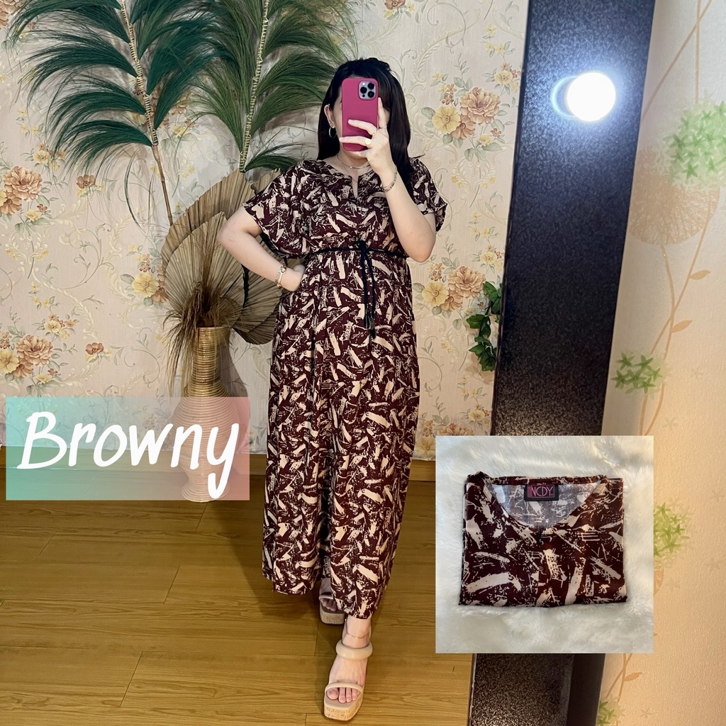 PART1 NCDY HOMEWEAR DASTER PANJANG SEMATA KAKI LD 130cm BUSUI FRIENDLY JUMBO-Browny
