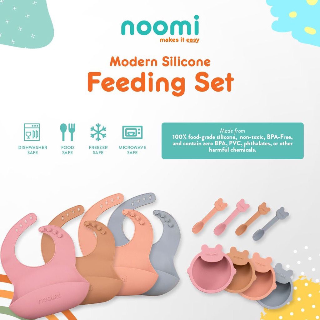 NOOMI Silicone FEEDING SET Modern Perlengkapan Makan Bayi Set Silikon anti pecah