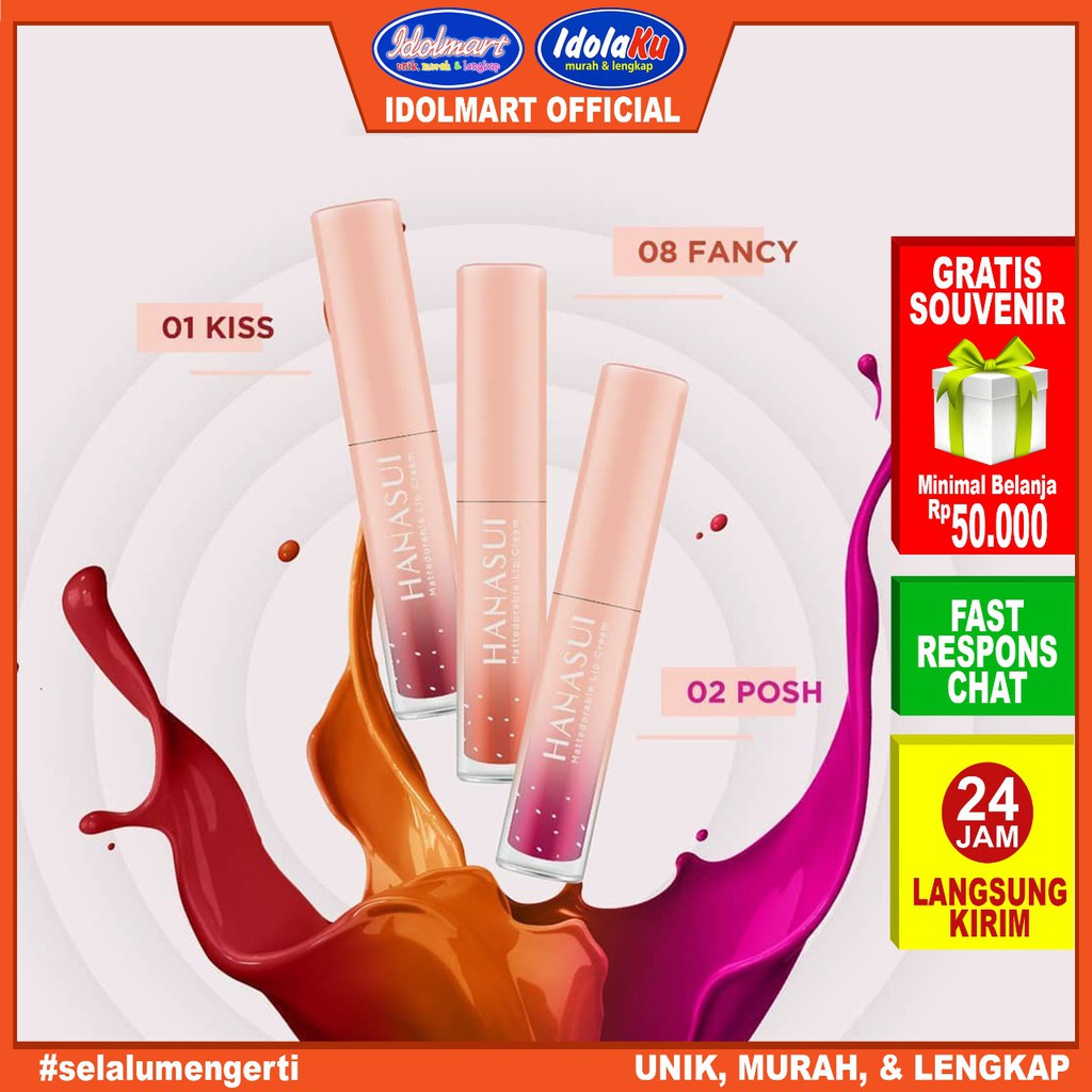 IDOLMART Original Hanasui Mattedorable Lipcream [Bpom] Idolmart Surabaya