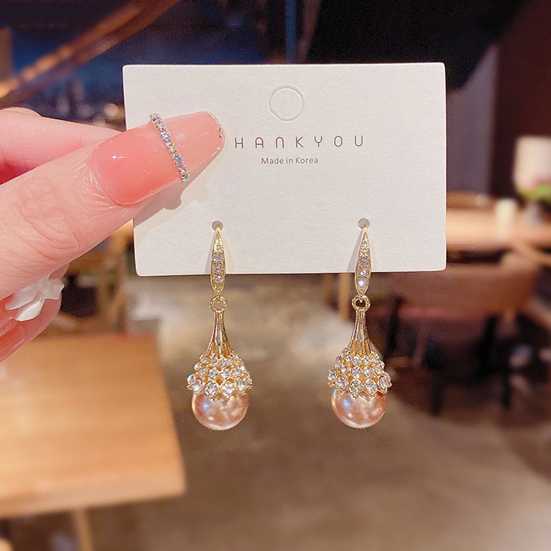 Anting Kait Silver Needle 925 Hias Opal Berlian Untuk Wanita