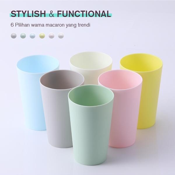 6Pcs Gelas Minum Plastik Set Warna Warni Samono BPA Free Termurah - STW03C