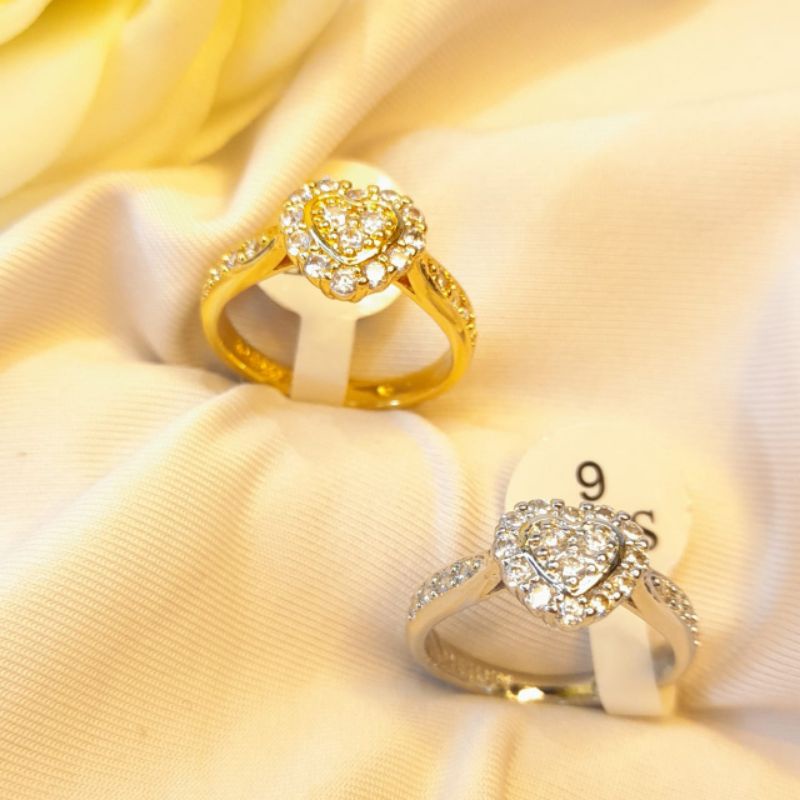 Cincin hati lapis emas cincin cinta cincin wanita xuping cincin imitasi cincin murah cincin anti kar