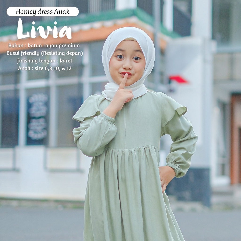 Gamis Anak Perempuan Umur 4 sd 12 tahun_Homey Dress Livia Kids_Gamis Anak Bahan Rayon_Pakaian Muslim Anak Perempuan