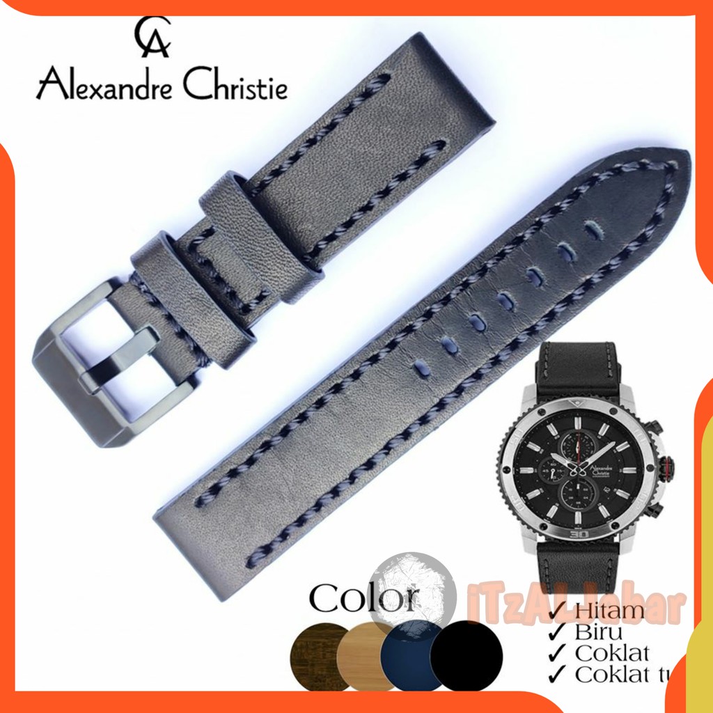 Tali jam tangan Alexandre christie 6509 kulit Asli Leather strap