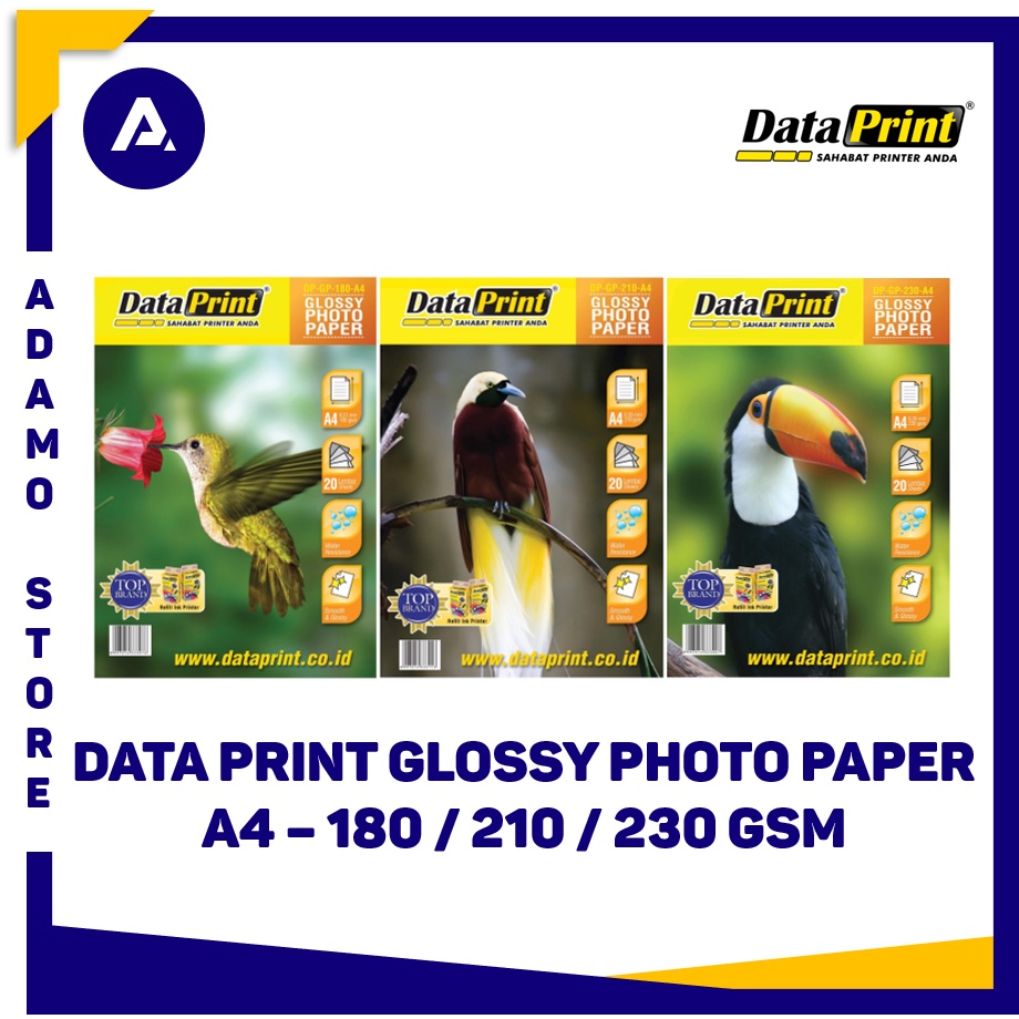 

Kertas Foto A4 Data Print Glossy Photo Paper A4 (180 210 230 gsm) 20 Sheets