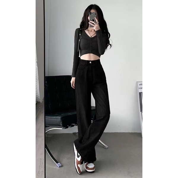 ✅COD NEW HITAM HIGH WAIST MURAH CELANA JEANS PANJANG WANITA