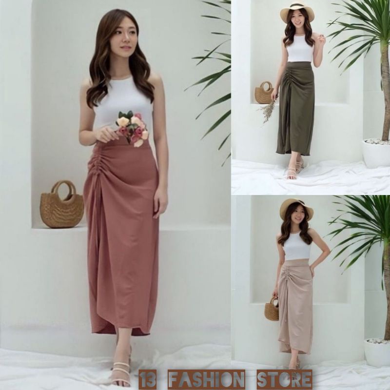 Rok Serut Crinkle/bahan crinkle premium/tali serut