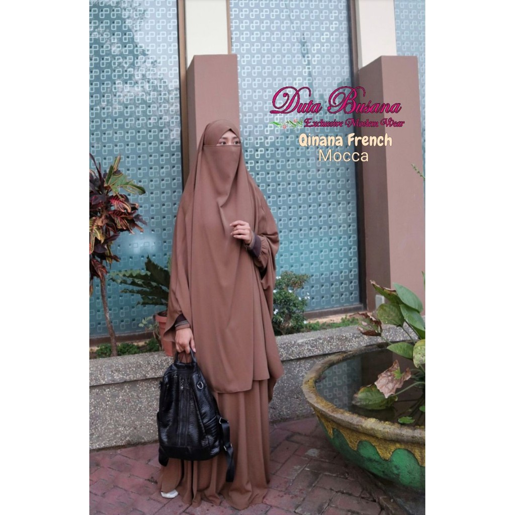 Qinana Gamis Set French Khimar Syari baju gamis syari remaja wanita kelelawar murah terbaru