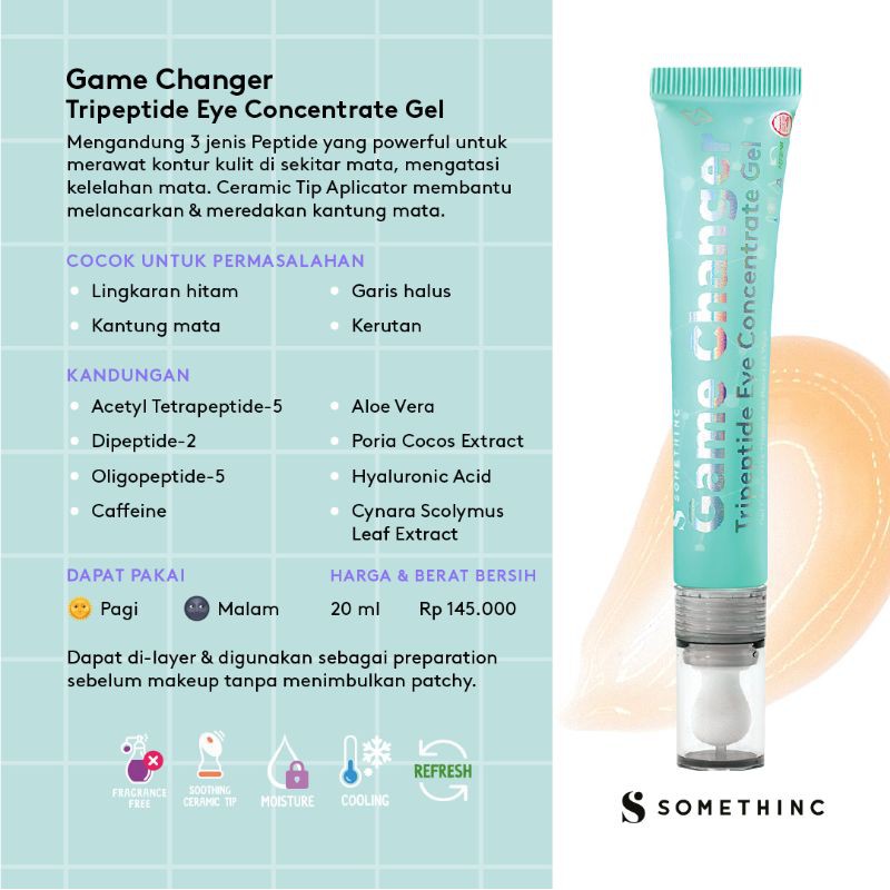 Somethinc Game Changer Tripeptide Eye Concentrate Gel 20ml Krim Cream Kerutan kantung Mata Panda