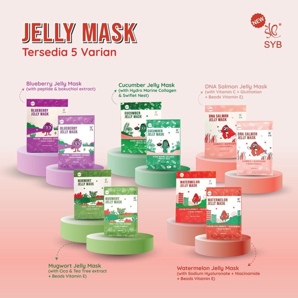 (BOX) SYB Jelly Mask Series | Masker Wajah Jelly Melembabkan Kulit BY AILIN