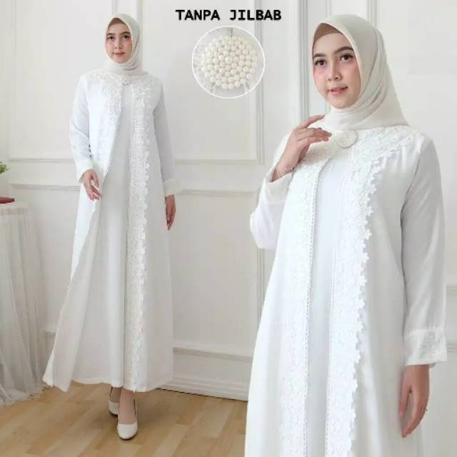 GAMIS CANTIK LAYER RENDA SIZE M L XL REALPICT GAMIS IBU PUTIH HAJI UMROH LEBARAN BAJU TERBARU