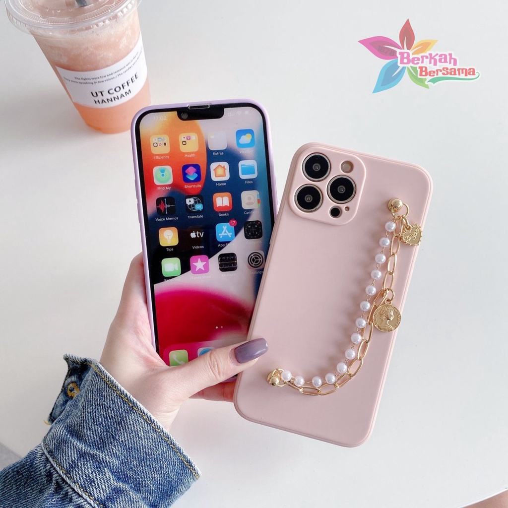 SOFTCASE MACARON RANTAI MUTIARA CHAIN GRIP VIVO V21 V21E S1 Z1 PRO BB6497