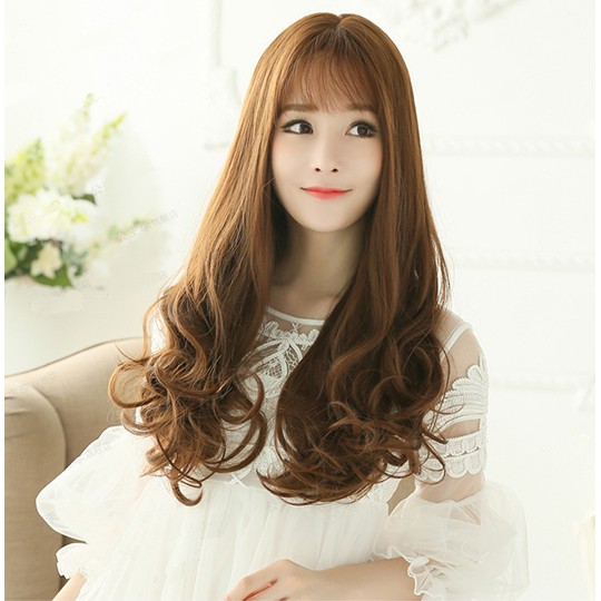 Wig Full Panjang Bergelombang Korean Version Wig Long Hair Curly Rambut Palsu Wanita Hair Styling