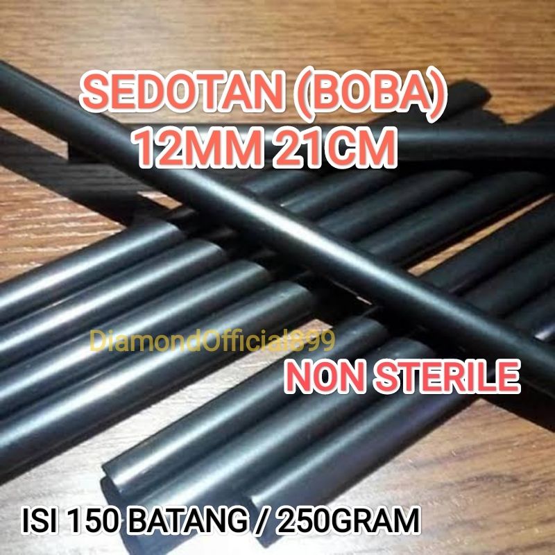 Sedotan Bubble Hitam 12mm x 21cm Isi 250 Gram Non Steril / Sedotan Hitam 1221