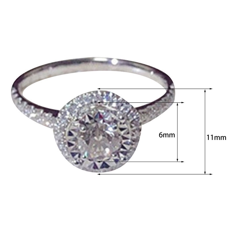 Fancyqube Cincin Kristal Zircon Bentuk Bulat Untuk Wanita