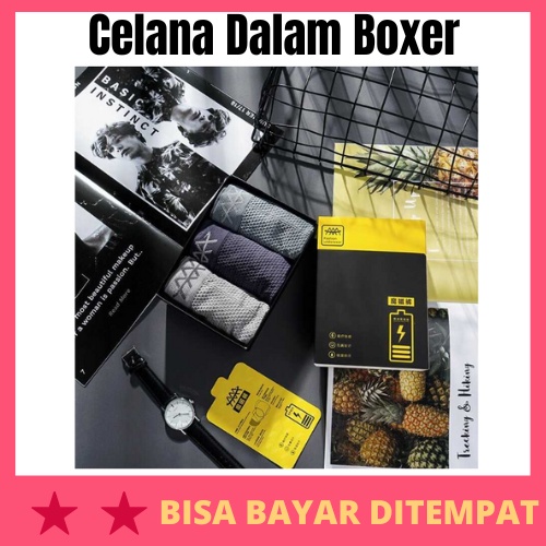 Celana Dalam Boxer Pria 5D Magnetic All Size 3 PCS / Celana Dalam Cd Boxer Boxser Bokser Pria Laki L