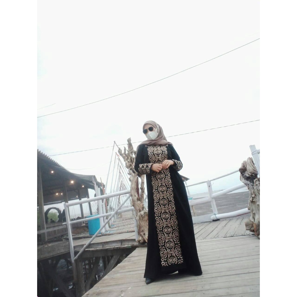 ABAYA BORDIR ZOYA GAMIS HITAM WANITA FASHION NEW EDITION