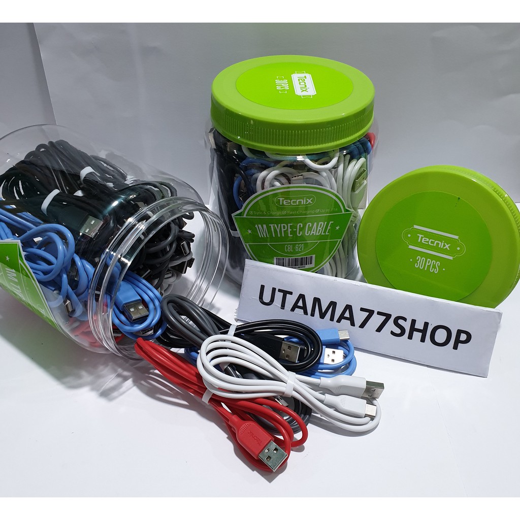 Kabel Type C fast Charging 3.1A TECNIX CBL-621 - Isi 30 Per Toples - Kabel Data Type C 100CM