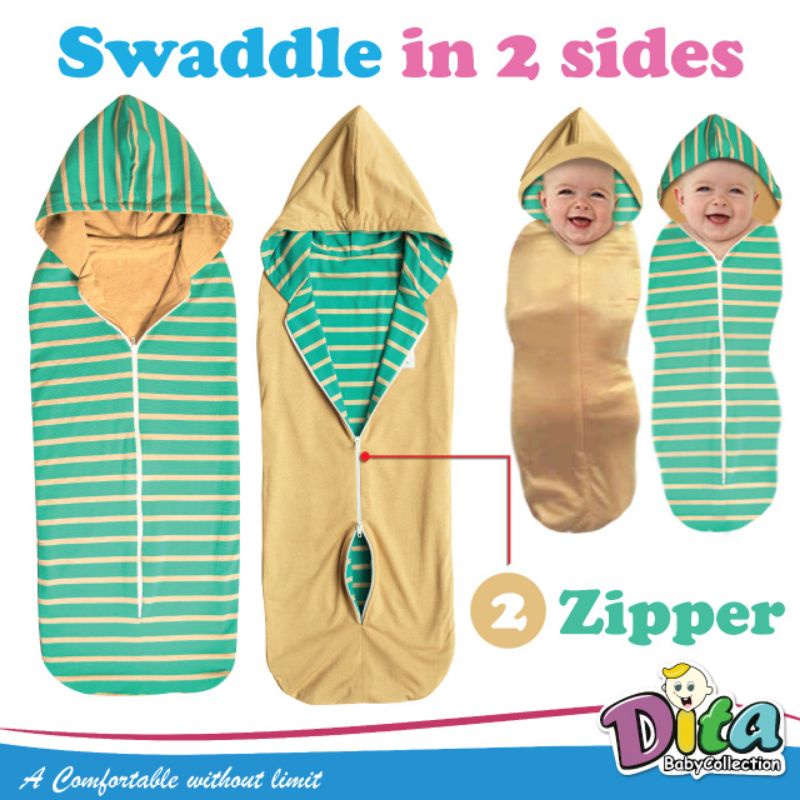 SNI bedong instan Bolak Balik salur Dita Moons Care swaddle in 2 sides Murah Bedong instan DITA