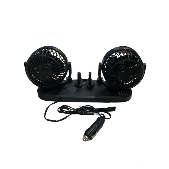 Yundai Kipas Angin 4&quot; Mobil Ganda + Car Phone Holder Fan Swing / Muter 12-24 Volt - Hitam