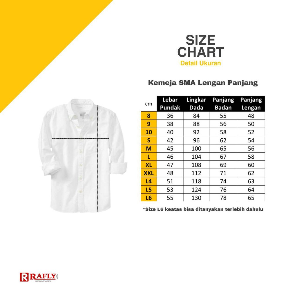 Baju Kemeja SMA Lengan Panjang - Seragam Sekolah SMA / Rafly Jaya