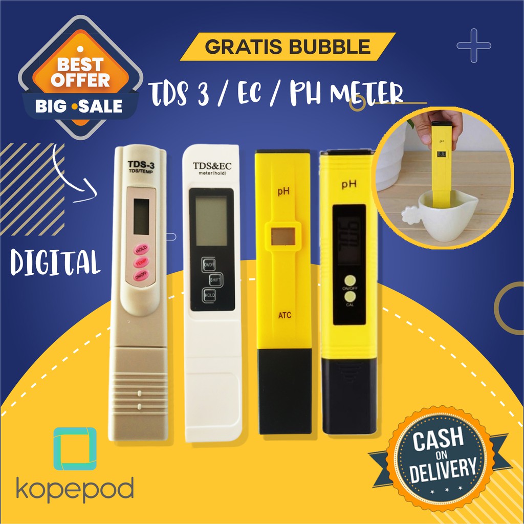 TDS Meter Hidroponik Alat Pengukur PH Air TDS meter pena dan ph meter TDS 3 TDS EC PH Meter Kopepod