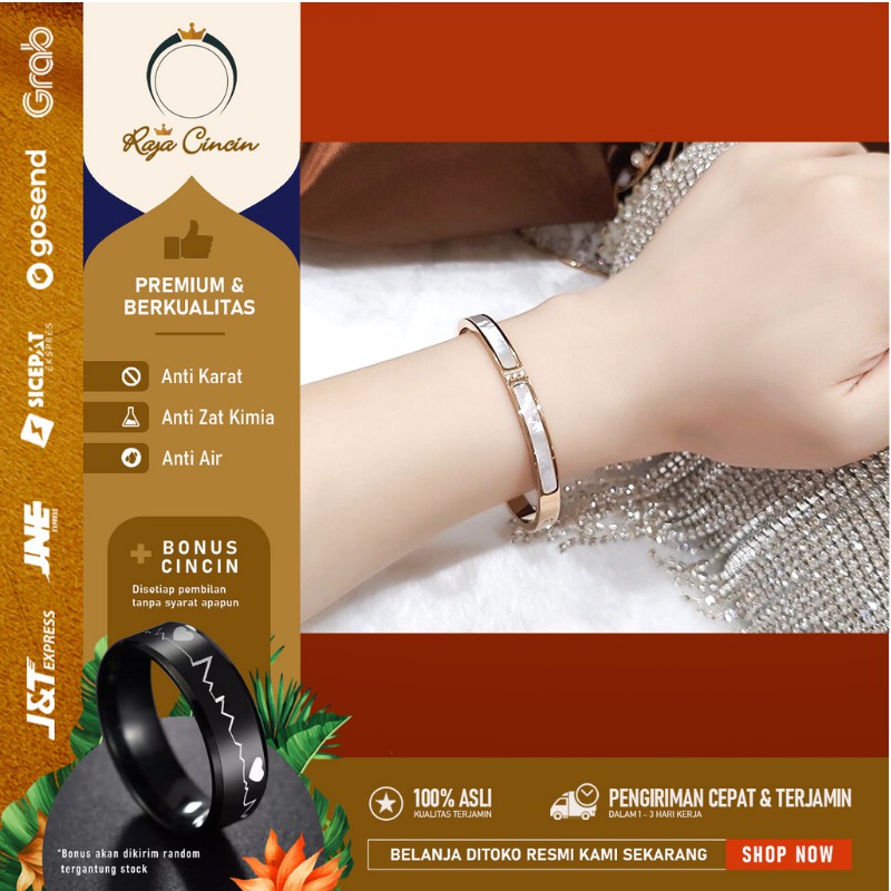 Gelang Titanium Wanita Anti Karat Asli Perak Cewek Korea Mewah Premium Kekinian 0001D4