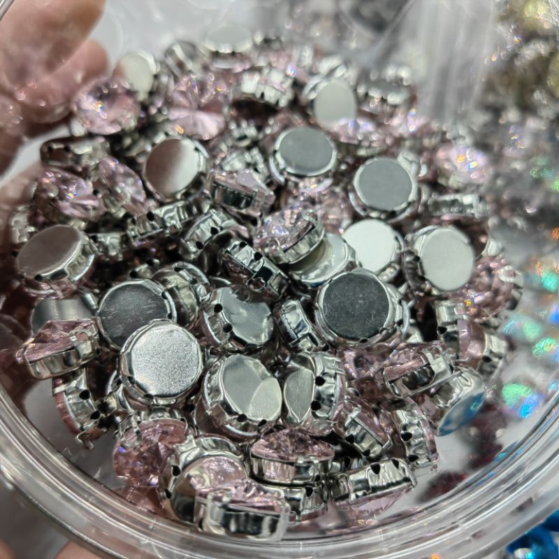 BATU STONE KRISTAL CANGKANG / CANGKRANG MOTIF BULAT UKURAN 12 MM PER 1 BUTIR KUALITAS BAGUS KILAU