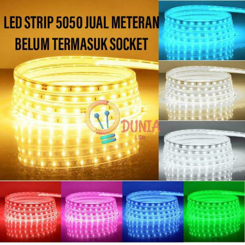 Lampu LED Strip Selang SMD 5050/2835 AC 220v Meteran (1M-100M) Indoor dan Outdoor