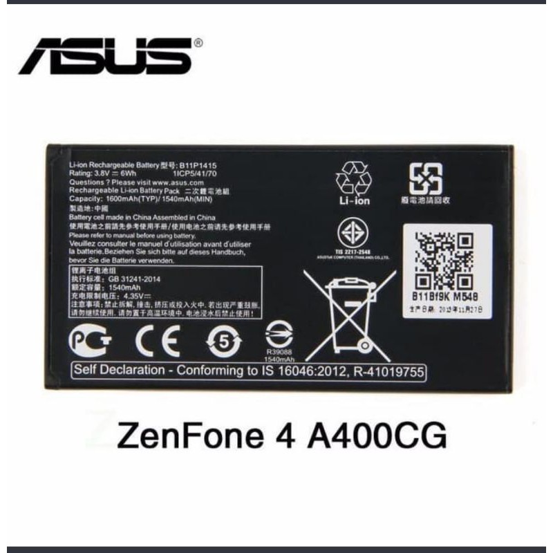 Baterai Batre Batu Asus Zenfone 4 A400CG T001 C11P1404 Original