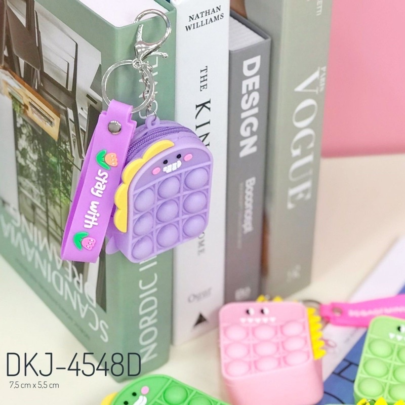 gantungan tas dompet koin gantungan kunci pop it pop its dino dinosaurus cute dinosaur pouch karakter